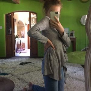 grey cardigan